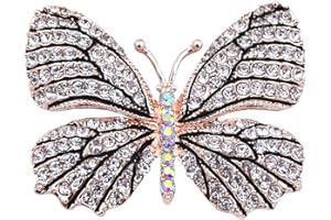 Belons Elegant Damen Mädchen Schmetterling Brosche Anstecknadel Legierung Strass Schmuckbrosche Sicherheitsnadel Pin, Schwarz/Weiß