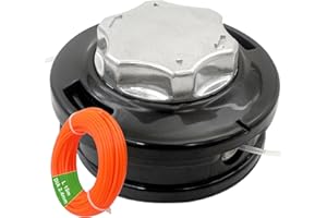 Zeqeey M10 x 1.25 Left-Hand Automatic Out Line Universal Thread Replacement Trimmer Dual 2 Line Spool Head with 15m 2.4mm Strimmer String Cord