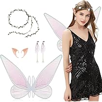 Aoimg Vleugelkostuum voor kinderen, 4 stuks feeënvleugels, meisjes, vlinderengel, vleugels, feeën, meisjes, engel, kostuum voor Halloween, carnaval, Kerstmis, feest, verjaardag