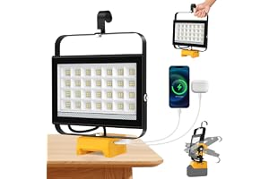 T-SUN LED-byggspotlight för Dewalt 18 V, 100 W trådlös LED-arbet 6 000 K bärbar byggarbetsplat med 2 lägen ljusstyrka och USB