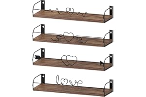 HORLIMER Mensola da Muro 40 cm Set di 4, Scaffale da Parete Robusta e Resistente all’Usura Quotidiana, Salvaspazio per Cucina, Soggiorno, Camera da Letto