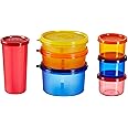 Amazon Brand - Solimo Food Saver Combo - Set of 7 Plastic Lunch Box & Left Over Multi Purpose Containers (535ml x 1, 290ml x 1, 190ml x 1, 350ml x 1, 150ml x 3)