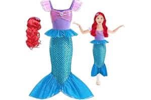 AOMANTIC SARL Disfraz Sirena Niña, Disfraz Princesa Niña de la Sirena, Disfraz Vestido Sirenita, Sirenita Vestido Princesa, Niñas Princesa Sirena Vestido, Vestido de Princesa Ariel para Fiesta de Carnaval Cumpleaño