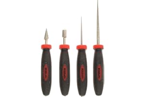 The Beadsmith Set di 4 alesatori per perline, manici ergonomici, con scatola portaoggetti, da utilizzare su vetro, ceramica o pietra, strumenti per aprire e allargare i fori e ammorbidire e levigare i