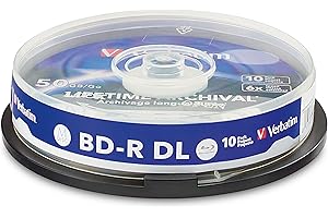 1x10 Verbatim M-Disc BD-R BluRay 50GB 6X Speed Cakebox Printable