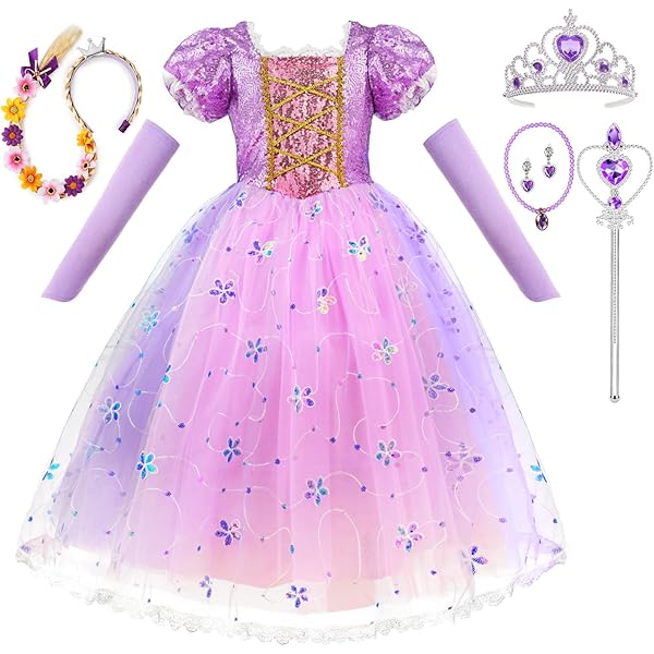 Costume Da Principessa Raperonzolo Per Adulti, Abito Lungo Viola, Halloween Carnevale, Taglia Regolare
