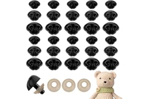 AHANDMAKER 30 narices de seguridad para amigurumi, narices de seguridad de plástico para animales con arandelas, 15 mm, 18 mm, 21 mm, nariz de muñeco para crochet de animales, juguete de peluche