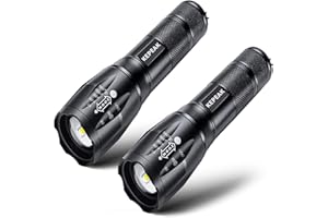 KEPEAK Lampe Torche LED, Lampe de Poche 2pcs 1000 Lumen Zoomable 5 Modes IPX5 Imperméable Petite Lampe LED Portable Tactique pour Extérieur, Camping, Randonnée, Urgence