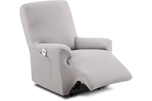 TEXTIL-HOME Textilhome Funda Sillón Relax Reclinable Elástica TEIDE, 1 Plaza de 70 a 100 cm, Protector Universal Ajustable con Espuma Antideslizante, Color Grisclaro Lavable y Resistente.