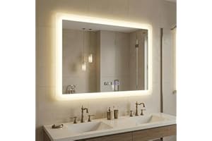 ‎YOURLITE YOURLITE Badspiegel mit Beleuchtung LED 80x60cm, Badezimmerspiegel mit Touch Schalter, Einstellbare Helligkeit, mit Uhr und Temperaturanzeige, Beschlagfrei, Ip44