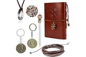 YouU 31 Stück Uncharted 4 Halskette Leder Armband Drake Gravur Schädel Gold Münze Anhänger Film Aufkleber Vintage Nautisches Leder Schreiben Tagebuch Notizbuch