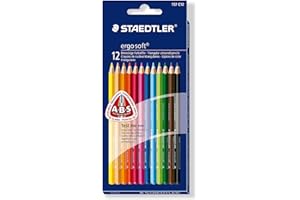 ‎STAEDTLER STAEDTLER Buntstifte ergo soft, erhöhte Bruchfestigkeit, dreikant, Set mit 12 brillanten Farben, ABS-System, rutschfeste Soft-Oberfläche, kindgerecht nach DIN EN71, FSC-Holz, Made in Germany, 157 C12