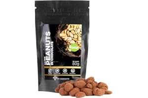 MR FUDGESTO ARTISAN DELICACIES Maní Tostado con Sal Cubierto de Chocolate para Postre - Dulces Mr Fudgesto - Delicia Premium - Sin Azúcar Añadido - Aperitivo Saludable - Frutos Secos y Frutas Recubiertos de Cacao - Caja de 80g