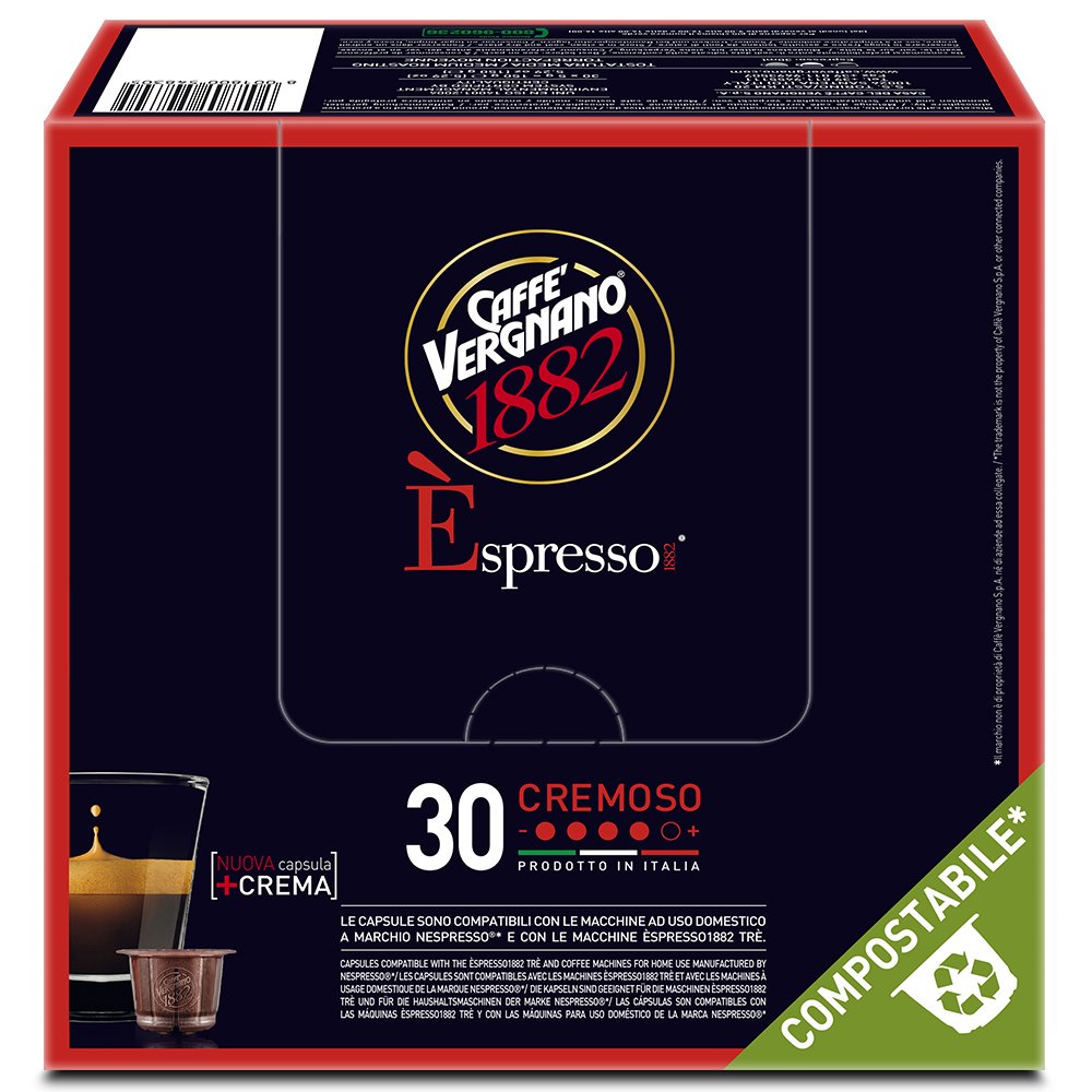 €8.29 Caffè Vergnano 1882 Espresso Cremoso 30 Capsule Coffestore