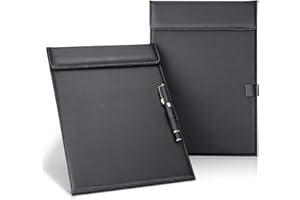 GORESE Portablocco A4 in Pelle, formato A4 Portablocchi Cartella Clipboard Menù con clip magnetica e clip a penna per conferenze, ufficio, aula, ristorante, bar, caffetteria(2 Pezzi)