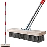 Balai De Jardin Extérieur - Manche Long 140 Cm - Poils Naturels En Fibres D'arenga - Tête En Bois - Pour Allées, Cours, Garage