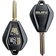 RKFUK® 2 Button Remote Key Fob Case and Blade with logo suitable for Isuzu D-Max Rodeo Mu-7 Mu-X Pick Up Car SUV 2008-2018