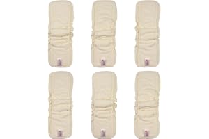 LITTLES & BLOOMZ Littles and Bloomz 6 Bamboo Reusable Nappy Insert with Elastic Gussets, 5 Layers Cloth Diaper Booster Liner, BBC6