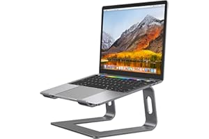 Desire2 Supreme Pro - Supporto per computer portatile, da ufficio e da gioco, in alluminio, con impugnature in silicone e cuscinetti antigraffio, accessorio di prima qualità per casa e ufficio, grigio