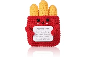 MALOUSUN Positive Patatine Fritte,Divertente Regalo Positivo per Patatine Fritte,Supporto Emotivo Fatto a Mano,Bambola Creativa All'Uncinetto Regalo,Positive Peluche,Motivazionale Biglietto per Bambini,Amici