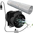 Wedhapy Portable Extractor Fan with 10ft Duct Hose USB Adjustable DIY Fume Extractor Powerful 5v 2a Brushless Motor Exhaust Fan Kitchen Exhaust Fan for Bathroom Smoke