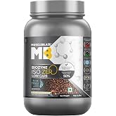MuscleBlaze Biozyme Iso-Zero, Low Carb Whey Protein Isolate Powder, Blue Tokai Cafe Latte (1kg / 2.2lbs) | 27g Isolate Whey P