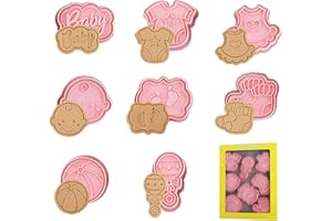 XONGSYUE Cortador de galletas de Baby Shower, 8 Piezas Moldes para Galletas, Cortador Galletas Niños, Moldes Galletas Infantiles, Formas Galletas Plástico, Cookie Cutter para Niños Tematica Decoracion