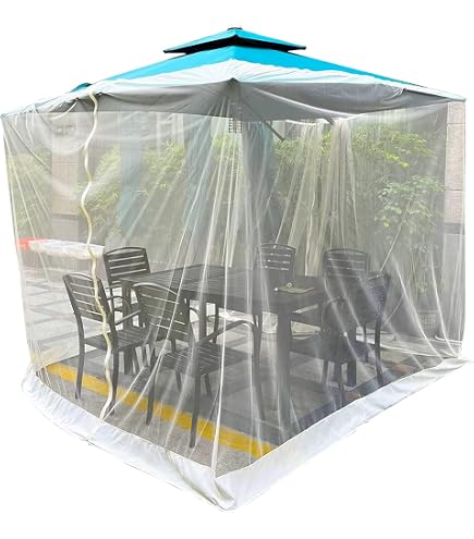 Moustiquaire Pour Parasol 250-300cm - Avec Porte Zippée - Protection Insectes Et Soleil - Blanc