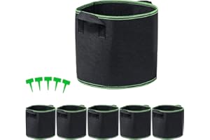 GRACE NNVG WJJU Sacs à Plantes, 5 Sacs de Plantation Non Tissés épais avec Poignées, Noir 60L - avec 5 étiquettes