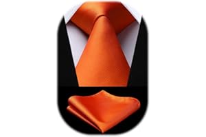 HISDERN Krawaty męskie Zestaw pomarańczowy krawat i poszetka Klasyczny jedwabny krawat na przyjęcia weselne Z-Pomarańczowy-5