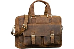 STILORD 'Alonso' Vintage Business Bag Genuine Leather Large Briefcase for 15.6 Inches Laptop for Men Women