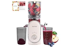 SUSTEAS Cold Press Juicer Machines, 133MM Large Feed Chute(1.5L Capacity) for Whole Fruits & Vegetables, Slow Masticating Automatic with 300W, High Juice Yield Extractor, Easy to Clean, White