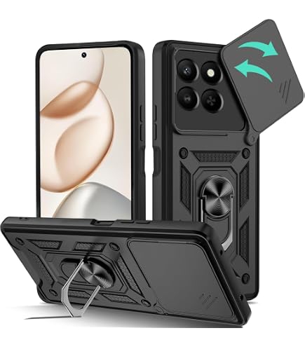 Custodia Per HONOR 400 5G Con Protezione Fotocamera Scorrevole E Supporto A Cerchio Rotante 360° – Antiurto Militare, Nera