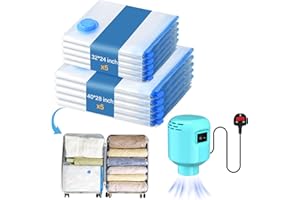 LKV Vacuum Storage Bags, 10 Pack Vacuum Pack Bags for Clothes with Electric Air Pump (5 Large/5 Medium), Vacuum Bags, Space Saver Bags for Clothing Storage, Travel, Luggage, Suitcase Storage and Moving