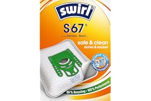 ‎SWIRL Swirl S 67 EcoPor Staubsaugerbeutel (10 Beutel), reißfeste Staubbeutel für einige Siemens & Bosch Staubsauger, im umweltfreundlichen Umkarton, 99,9 % Filterung von Hausstaub & allergenem Feinstaub