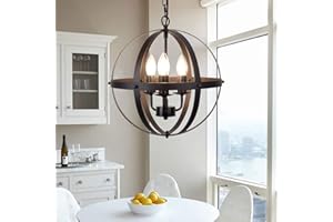 Ganeed Lampada a sospensione Globo industriale Illuminazione a sospensione Lampadario vintage Lampada a sospensione sferica Plafoniera per cucina Isola Tavolo da pranzo Fattoria