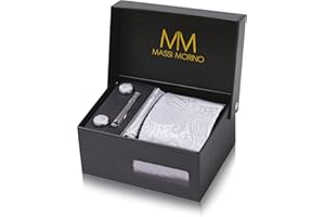 Massi Morino Corbatas de hombre y pañuelos con gemelos, clip de corbata set I Accesorio traje de hombre modernas para boda