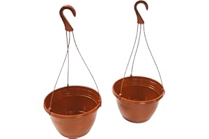 Kingston Tools 2-Pack Hanging Baskets Recycled Plastic Eco-Friendly 50cm Height Terracotta Made in the UK Outdoors or Indoors Plants and Flowers