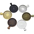 Julie Wang 30pcs Mixed 1 inch Round Bezel Tray Setting Blanks Pendant for Photo Jewelry Making
