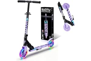 SUOTU Patinete Niño con Grandes Ruedas Iluminadas de 14,5 cm, Scooter para Niños de 3 a 12 Años, Plegable, Volante Ajustable Altura, Aluminio