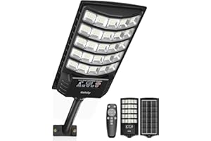 Gefolly Lampione Solare Led Esterno con Telecomando, IP67 Impermeabile Lampada Stradale Solare con Sensore di Movimento, 6500K Super Bright Lampioni da Giardino Esterno Solari per Garage-1Pack