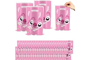 MIZT 50 Rose Stitch Sachet Bonbons, Sac Cadeaux Sacs de fête d'anniversaire, Sacs de Cadeau Pochette Anniversaire Sachet en pour Faveur de Noël Anniversaire Fête, Le thème de la fête, 25 x 16 cm