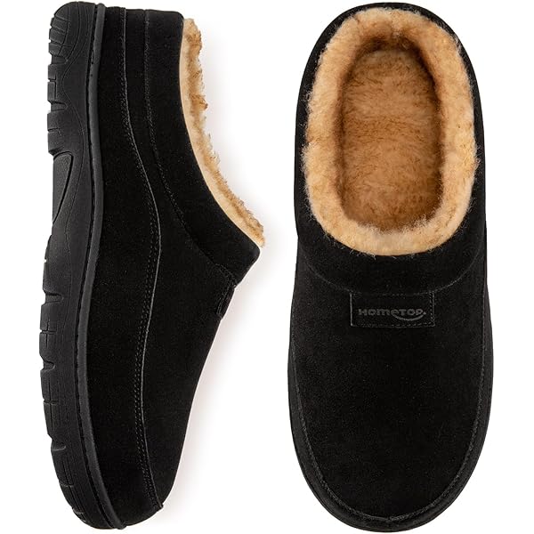 KuaiLu Heren Huis Memory Foam Pantoffels met Comfortabele Warme Pluche Voering Slip-On Vilt Casual Pantuflas Mans Comfortabele Slaapkamer Schoenen Rubberen Zool voor Binnen, Bruin, 42.5 EU