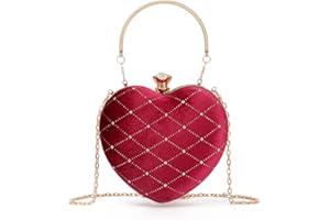 EVEOUT Herzförmige AbendHandtasche Clutch für Damen Elegante Herzförmige Umhängetasche Schultertaschen Hochzeit Party Geldbörse Brauttasche
