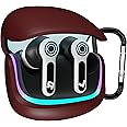 Sounce Earphone Case Cover for Boult Audio Z40 Gaming TWS Soft Silicone Skin Case Cover Shock Absorbing Protective Case with Keychain [Front LED Visible] - Maroon