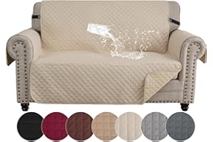 ‎YSTELLAA YSTELLAA Sofa Überzug 2 Sitzer, Sofaschoner rutschfest Mit Armlehnen, Wasserdicht Sofabezug, Couchschoner Sofa Cover, Durable Sofa Bezüge, Sofaschutz Für Haustier Katze Hunde, Beige