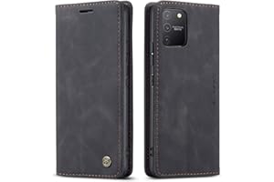 Ququcheng123 Lederhülle kompatibel mit Samsung Galaxy A91/M80S/S10 Lite Hülle,Flip Case Schutzhülle Klapphülle Handyhülle mit Standfunktion-Schwarz