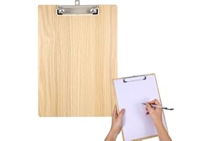 QIURUOO Klemmbrett A4 Holz, Klemmbretter A4 mit Klammer für Tägliche Notizen, zum Organisieren von Quittungslisten und Täglichen Besorgungslisten (Naturholzfarbe)