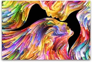 Startonight Impression Sur Verre Acrylique Tableau - Silhouettes Colorées Abstraites - Moderne Image pour la Décoration de la Maison 60 x 90 cm