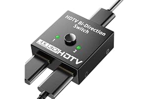 Avigers Commutateur HDMI 2 en 1 Out, 4K @ 60 Hz, répartiteur HDMI 2 en 1 sortie (1 moniteur uniquement) 2 ports HDMI Prise en charge HDR, 1080p/3D, pour ordinateurs portables, PC, clé TV, Xbox, PS5/4